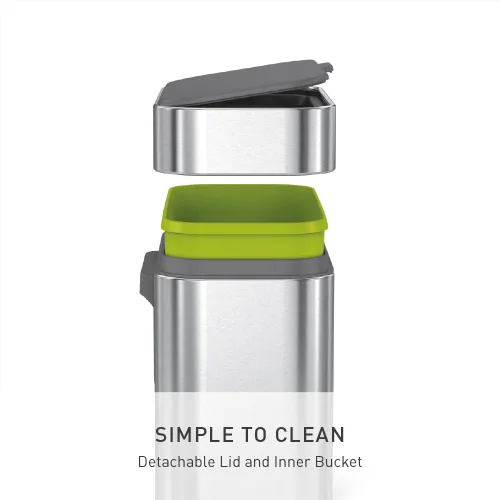 Miniatura 5 de simplehuman Contenedor de compost, contenedor desmontable y de encimera, 4 litros / 1.06 galones, acero inoxidable cepillado