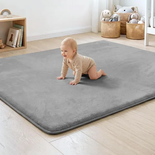 Miniatura 11 de Tapete de cama de bebé de 1.3 pulgadas de grosor para dormitorio, tapete básico de espuma acolchada suave de felpa de 28 x 72 pulgadas con acolchado