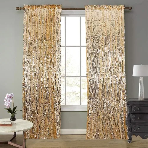 Cortinas de Telón de Fondo de Lentejuelas de Oro Grande Payatte de 18MM, Cortinas de Telón de Fondo de Lentejuelas para Acción de Gracias, Navidad,