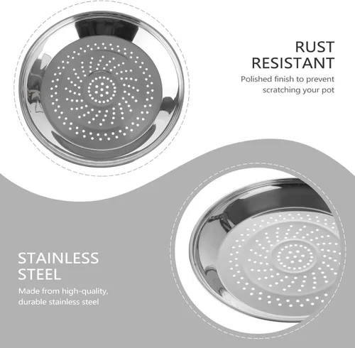 Miniatura 4 de Yardwe Plato para cocinar al vapor de acero inoxidable con agujeros, estante de 13.4 in para cocinar, perfecto para albóndigas, tamales y verduras