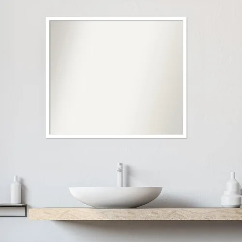 Miniatura 1007 de Amanti Art Espejo de baño blanco para sobre el fregadero, 32 x 45 pulgadas, espejo de tocador rectangular blanco esbelto, marco de madera moderno