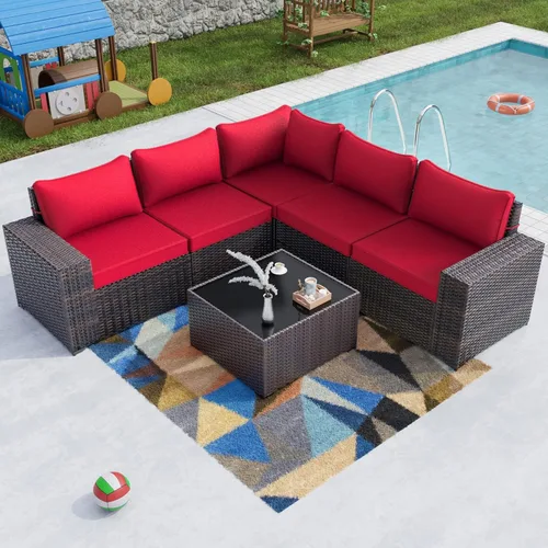Miniatura 50 de Kullavik Juego de 13 muebles de patio al aire libre con mesa de fogata de gas propano de 43 pulgadas, 55000 BTU, mimbre de polietileno, sofá Arena