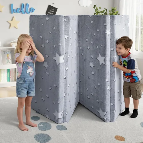 Miniatura 2 de MeMoreCool Colchón de Piso para Niños, Tapete de Juego Tapete Muscular Grande 6x4 Pies, Colchón Futon de Espuma Engrosada para Sala de Juegos, Gris