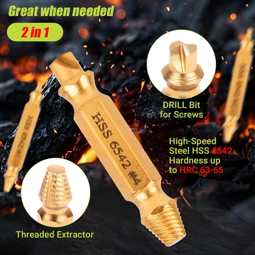 Miniatura 3 de Juego de 13 extractores de tornillos fáciles de sacar y juego de brocas para mano izquierda, juego de extractor de tornillos despojados para quitar