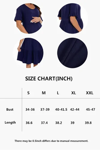 Miniatura 4 de Smallshow Vestido de maternidad para mujer, con volantes, manga corta, ropa de embarazo de verano