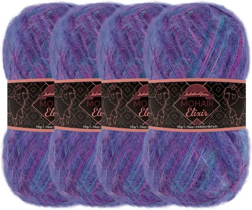 Miniatura 76 de JubileeYarn Mohair Elixir Yarn - 50g/Skein Baby Wool Blend - Cosmopolitan - 1 Skein