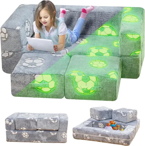furlinkhm Sofá para niños pequeños, que brilla en la oscuridad, sofá plegable para niños, sofá plegable para sala de juegos, espuma de juego