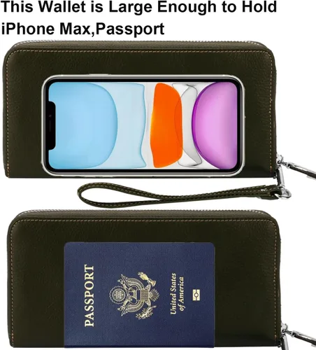 Miniatura 5 de Lavemi Pequeña cartera compacta para mujer, con bloqueo RFID, de piel auténtica, plegable, con ventanas de identificación