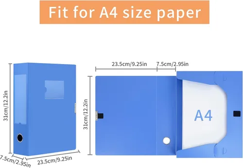 Miniatura 4 de HUA JIE Cajas de almacenamiento A4 de plástico con tapa, organizador de carpetas de archivos, caja de archivos para oficina, 12.2 x 3.0 x 9.3 in