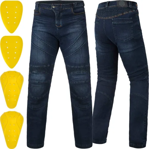 ILM Pantalones de Motocicleta Dirt Bike para Hombres CE Blindados Equipo de Conducción de Motocross Jeans Motocicleta Aventura Touring Pantalón Azul