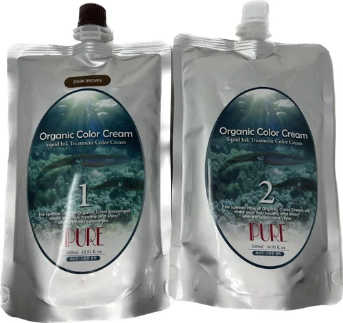 Miniatura 5 de Crema con color para tratamiento con tinta de calamar orgánica, primera de 16.9 fl oz y segunda de 16.9 fl oz, para ocultar las canas, sin dolor