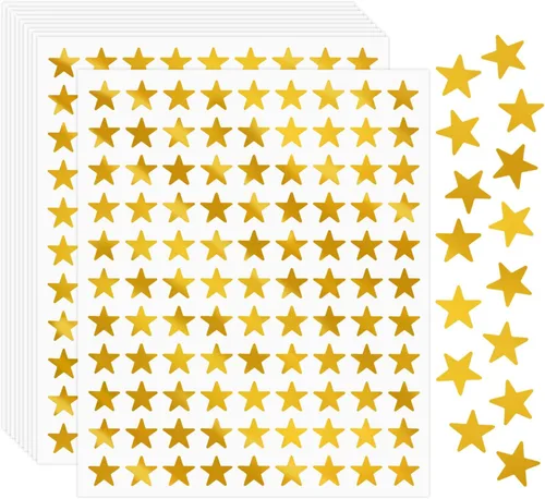 Miniatura 10 de Calcomanías metálicas de estrellas, 2520 piezas, estrellas de papel metálico de 0.6 pulgadas para recompensas de niños y tabla de comportamiento