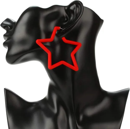Miniatura 2 de Aretes de aro coloridos con forma de estrella geométrica, aretes de aro de estrella de fluorescencia brillante para mujeres y niñas, Círculo