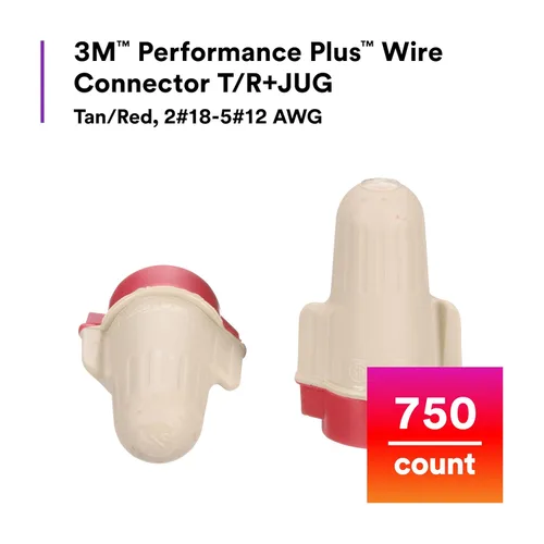 Miniatura 2 de 3M Performance Plus Conector de Alambre T/R+JUG, Canela/Rojo, Conectores de Resorte de Acero Flexible, Tacto Suave y Cómodo, Cobre, Certificado CSA