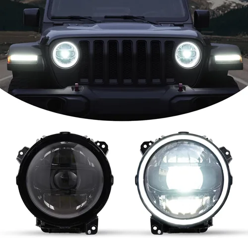Miniatura 8 de KIWI MASTER - Faros delanteros LED redondos de 9.0 pulgadas para Jeep Wrangler JL 2018 2019, Modelo2