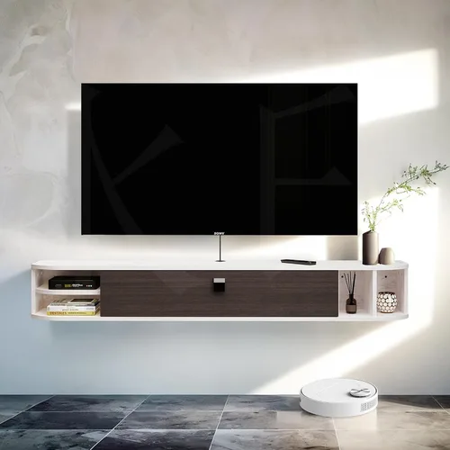 Pmnianhua Soporte flotante para TV, 63 pulgadas, consola de TV flotante moderna, mueble de TV montado en la pared, centro de entretenimiento