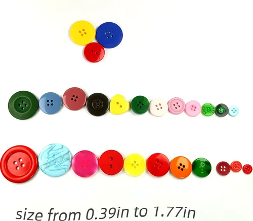 Miniatura 3 de 600-700 Piezas Botones Redondos de Resina Tamaños Variados para Manualidades Costura DIY Manual Pintura de Botones DIY Adorno Hecho a Mano Botones