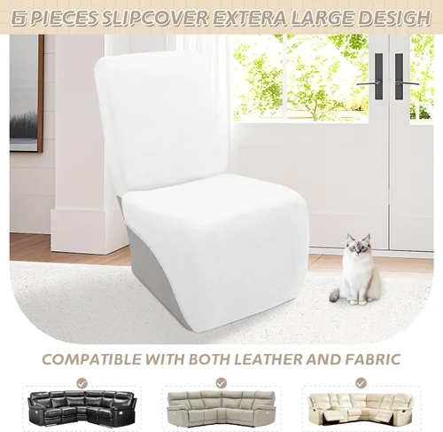 Miniatura 671 de Arfntevss Fundas de sofá seccional reclinable de terciopelo, Funda de sofá seccional de esquina para sofá reclinable, Funda elástica suave