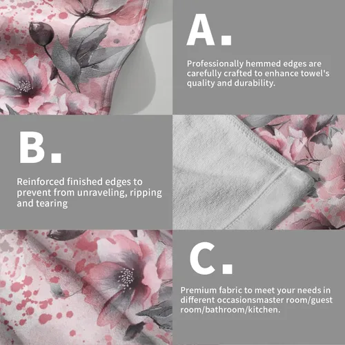 Miniatura 5 de Giwawa Juego de 2 toallas de mano con diseño floral de cerezo, suaves y absorbentes, para baño, cocina, hotel, spa, decoración Flor de cerezo rosa