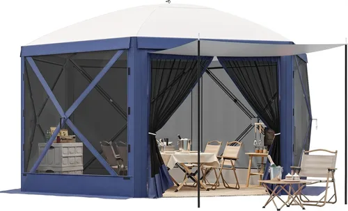 Miniatura 2 de YITAHOME Gazebo de campamento de 12 x 12 pies, toldo portátil desplegable para exteriores, tienda de campaña con pantalla de 6 caras con ventanas