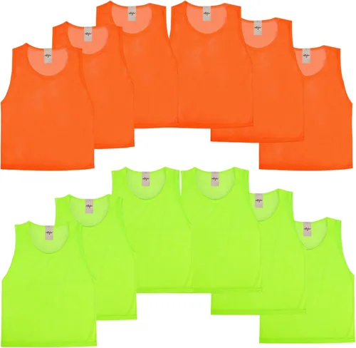 Miniatura 11 de Pinnies Scrimmage - Camiseta de práctica Penny para jóvenes, adultos, baloncesto, fútbol, voleibol 6 naranja + 6 azul