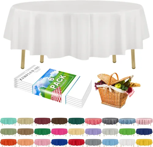 Miniatura 113 de Zimpleware - Mantel redondo de plástico para fiestas de 213 cm (84 pulgadas) de diámetro (paquete de 1, 6 y 12 unidades)