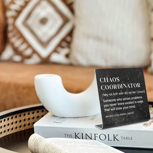 Miniatura 5 de Letrero de Coordinador de Caos, decoración divertida para escritorio de oficina para mujeres, hombres, compañeros de trabajo, mamá, amigos, jefe