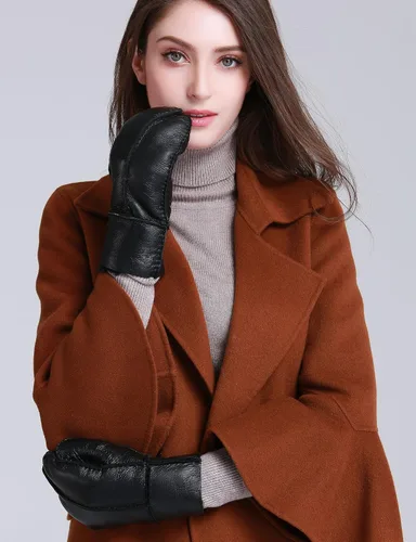 Miniatura 3 de YISEVEN Manoplas de piel de oveja de invierno para mujer