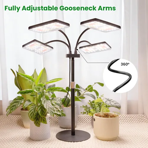 Miniatura 5 de LBW Luz de crecimiento de escritorio para plantas de interior, lámpara de escritorio de espectro completo con 4 cuellos de cisne ajustables, amplia