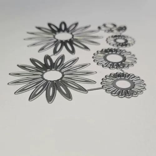 Miniatura 9 de Troqueles de metal de flores en capas 3D, equinácea para plantas, hojas de flores de margarita, marco de abeja, plantillas de corte de boda