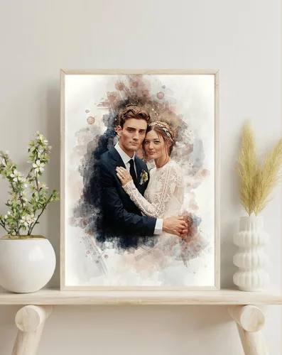 Retrato personalizado de acuarela a partir de foto, regalo perfecto para boda, pintura de foto personalizada, regalo de acuarela para compromiso,