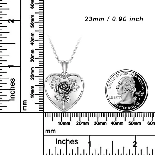 Miniatura 5 de Cuoka Collar con medallón de corazón de plata de ley 925 con medallón de corazón con foto personalizada para mujer, Plata esterlina, No es una