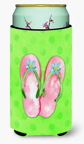 Miniatura 9 de Caroline's Treasures BB8220MUK - Chanclas color rosa con lunares verdes, ultra Hugger para latas delgadas, funda enfriadora de latas verdes, lavable