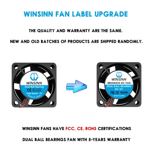 Miniatura 3 de WINSINN Ventilador de 1.575 in y 5 V, rodamiento de bolas dual 7000 RPM, 4020, silencioso reemplazo del ventilador para impresora 3D/DVR/electrónica