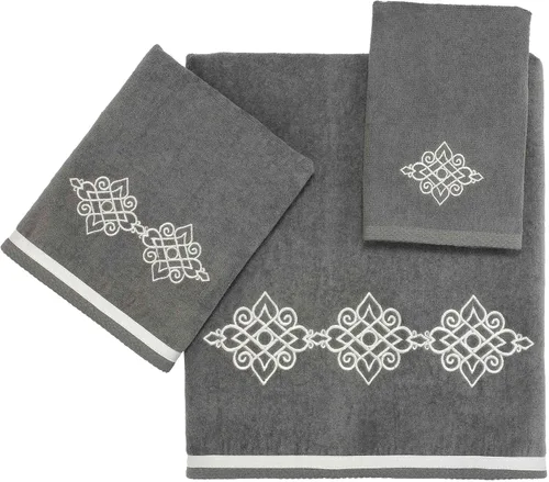 Miniatura 5 de Avanti Linens Medallón - Colección de puños trenzados suaves, toalla de mano, granito
