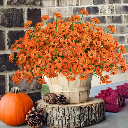 Miniatura 9 de Krissing - 48 paquetes de flores artificiales para exteriores, resistentes a los rayos UV, flores falsas de plástico sintético, plantas para jardín