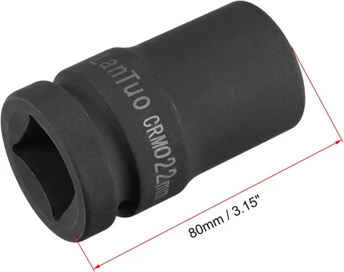 Miniatura 2 de uxcell Enchufe de impacto cuadrado de 1 pulgada por 0.866 in, CR-MO 3.150 in de longitud, tamaños métricos estándar