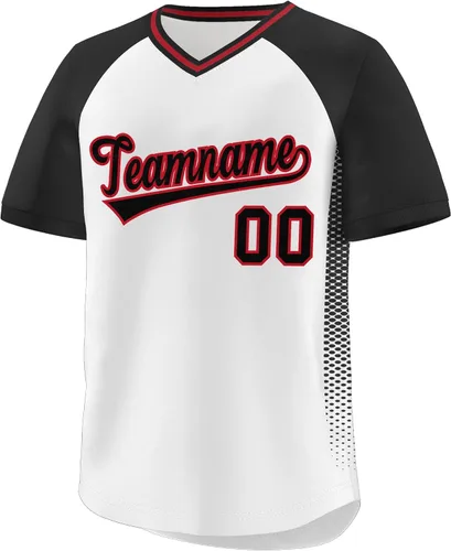 Miniatura 38 de Camiseta de béisbol personalizada con cuello en V para hombres, mujeres y jóvenes, camisetas de béisbol personalizadas con costuras o estampadas