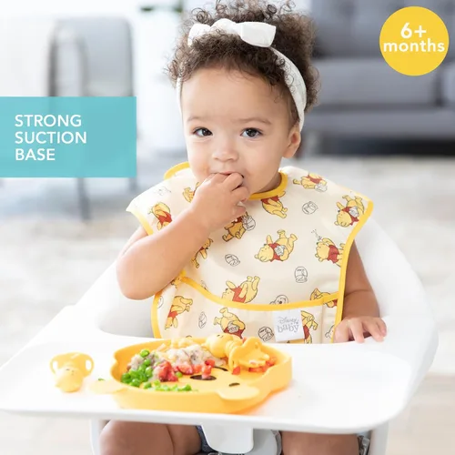 Miniatura 2 de Bumkins Disney Plato de Succión para Niños Pequeños y Bebés, Plato con Agarre de Silicona, Alimentación Dirigida por el Bebé, Suministros de Winnie