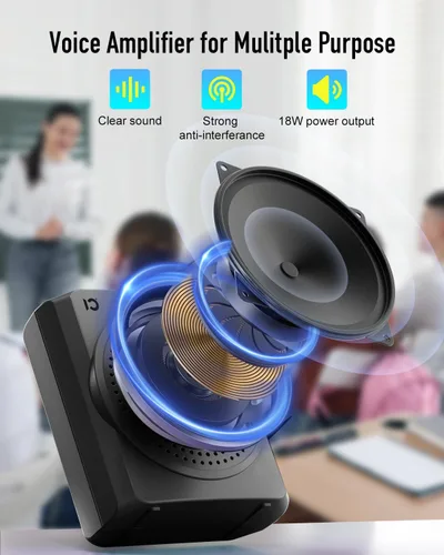Miniatura 5 de SHIDU Amplificador de voz portátil de 18 W para profesores, amplificador de voz con micrófono de solapa inalámbrico, micrófono Bluetooth y altavoz