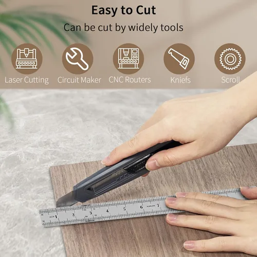 Miniatura 4 de 20 hojas de madera contrachapada de nogal para bricolaje de 12 x 12 x 1/8 pulgadas, madera de artesanía sin terminar para corte láser, grabado