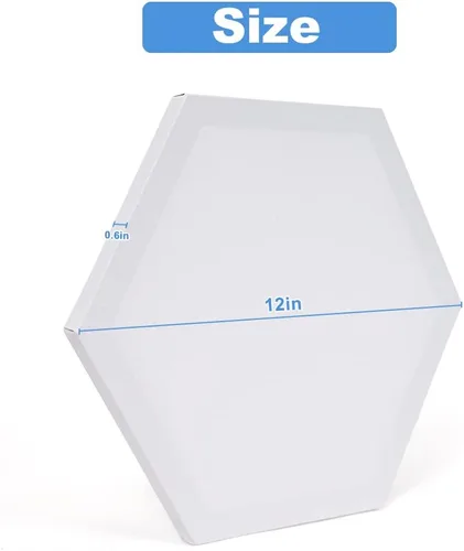 Miniatura 2 de yazi Tableros de lienzo hexagonales para pintar, 5 paquetes de tablas estiradas de 12 pulgadas, pintura acrílica, tableros de decoración tallados