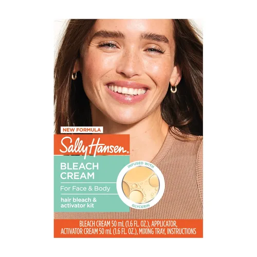 Sally Hansen Crema blanqueador para vello facial y corporal | Fórmula vegana con glicerina | Todo tipo de piel | Paquete de 2 (el paquete puede