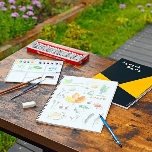 Miniatura 9 de Maruman ZUAN - Cuaderno de bocetos A4, 8.27 x 11.69 pulgadas, cuaderno de dibujo clásico, 24 páginas de papel texturizado sin ácidos para dibujar