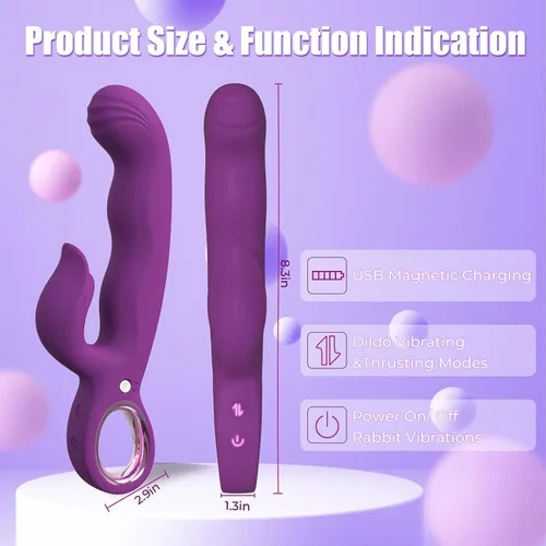 Miniatura 6 de Thrusting Vibrator for Women, 3 in 1 Adult Sex Toys with G Spot Rabbit Vibrator and Clitoral Stimulator, 7 Thrusting & 7 Vibrating Modes, 8.3 Inch