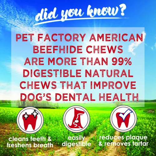 Miniatura 2 de Pet Factory American Beefhide - Golosina masticable para perro de hueso anudado de 12 pulgadas, sabor natural, 1 unidad/1 paquete