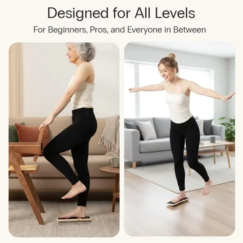 Miniatura 5 de StrongTek Single-Leg Balance Board for Foot & Ankle Strengthening, Rehab & Stability Training, Non-Slip Wood Design for Sprained Ankles, Plantar