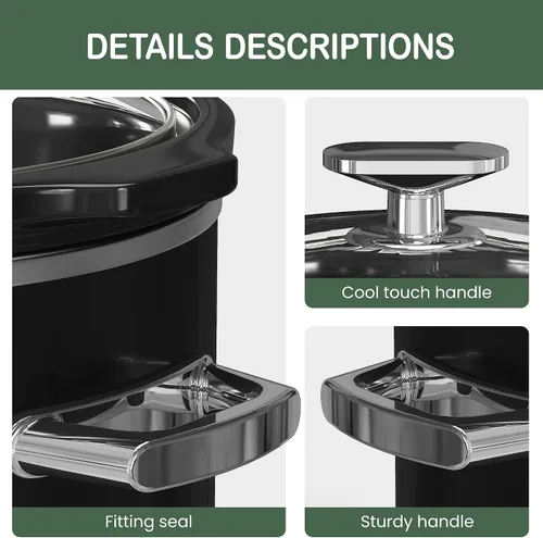 Miniatura 4 de HEYNEMO Olla de cocción lenta pequeña de 2 cuartos de galón, 3 temperaturas ajustables, olla de cerámica mejorada, fácil limpieza, reducción