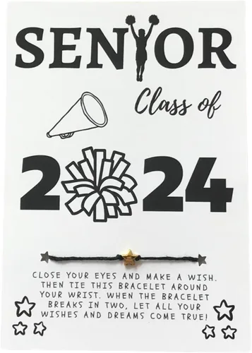 SENIOR Class of 2024 CheerDance Graduate Wish Bracelet, Graduation, Senior Year, Sports Team Party Favor Gift, End of Season, Make A Wish, Team Wish