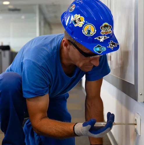 Miniatura 4 de Calcomanías de electricista, 50 unidades, divertidas calcomanías eléctricas para sombrero duro para electricista, hombres, liniero, calcomanías